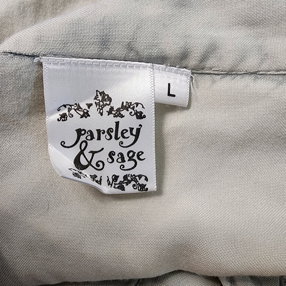 Parsley & Sage Button Down Shirt Denim Boho Look With Floral Embroidery Size Lg - Picture 6 of 7